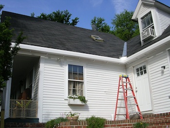 Wood gutters on historic house